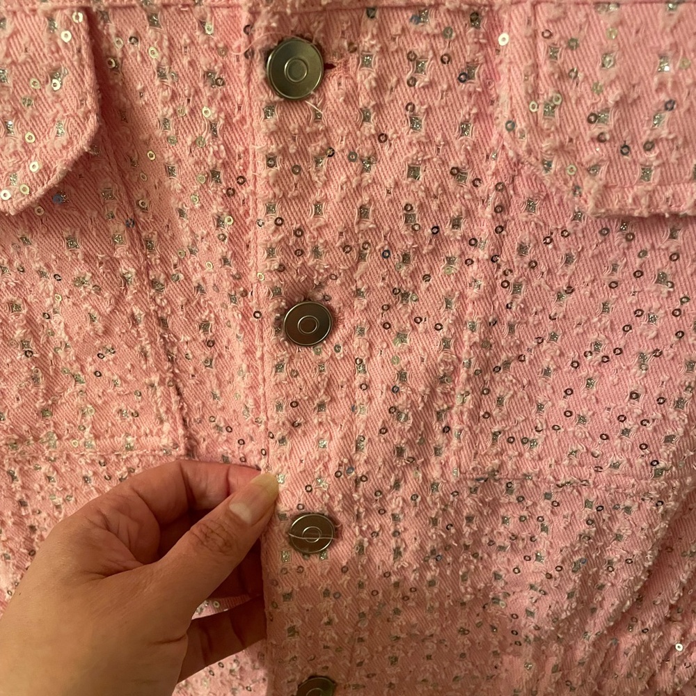 Peach Love California Glittering Pink Romper - Picture 3 of 4